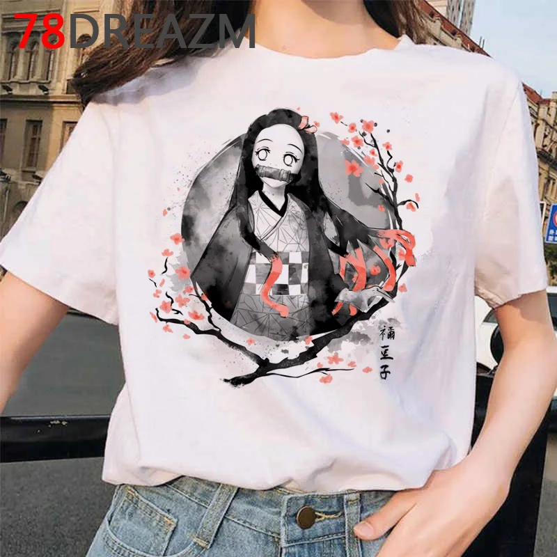 Футболка Demon Slayer Kawaii женская футболка японского аниме 2020 Harajuku Graphic Kimetsu No Yaiba Ulzzang в