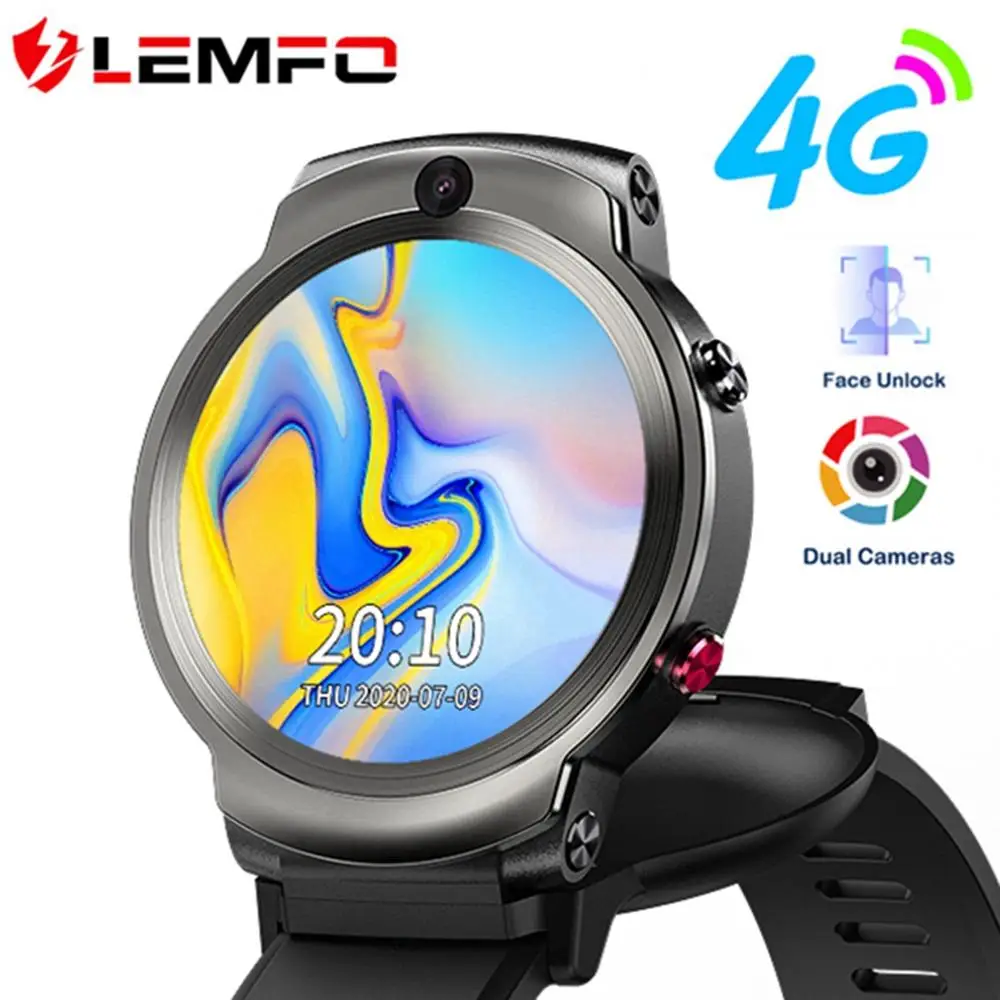 Смарт часы LEMFO LEM13 мужские с 4G 1 6 дюйма 1280 мАч Wi Fi GPS|Смарт-часы| |