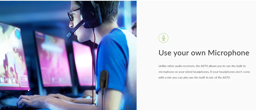 Avantree AS70 Bluetooth 5,0 аудио приемник для наушников, aptX HD, aptX низкая задержка, используйте свой собственный микрофон, 15 ч воспроизведения