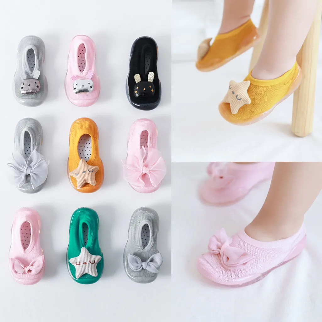 Toddler Baby Girls Kid Rabbit Sole Rubber Shoes Socks Slipper Stocking sock XI 