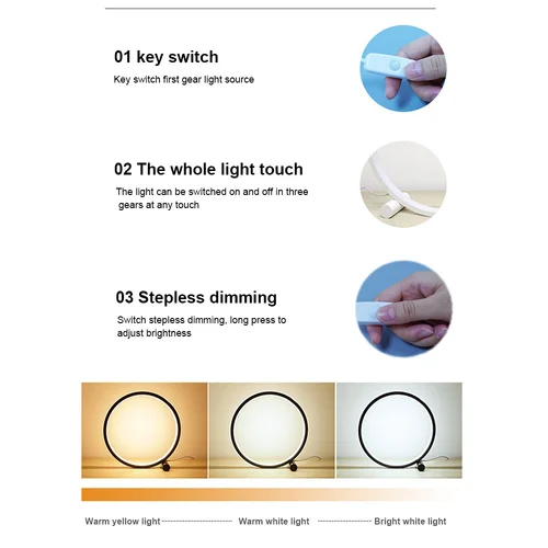 25CM LED 테이블 램프, 침실, 원형 책상 램프, 거실, 침대 머리맡 램프, 터치 램프, 드에서 사용, 원형 야간 조명 장식 4