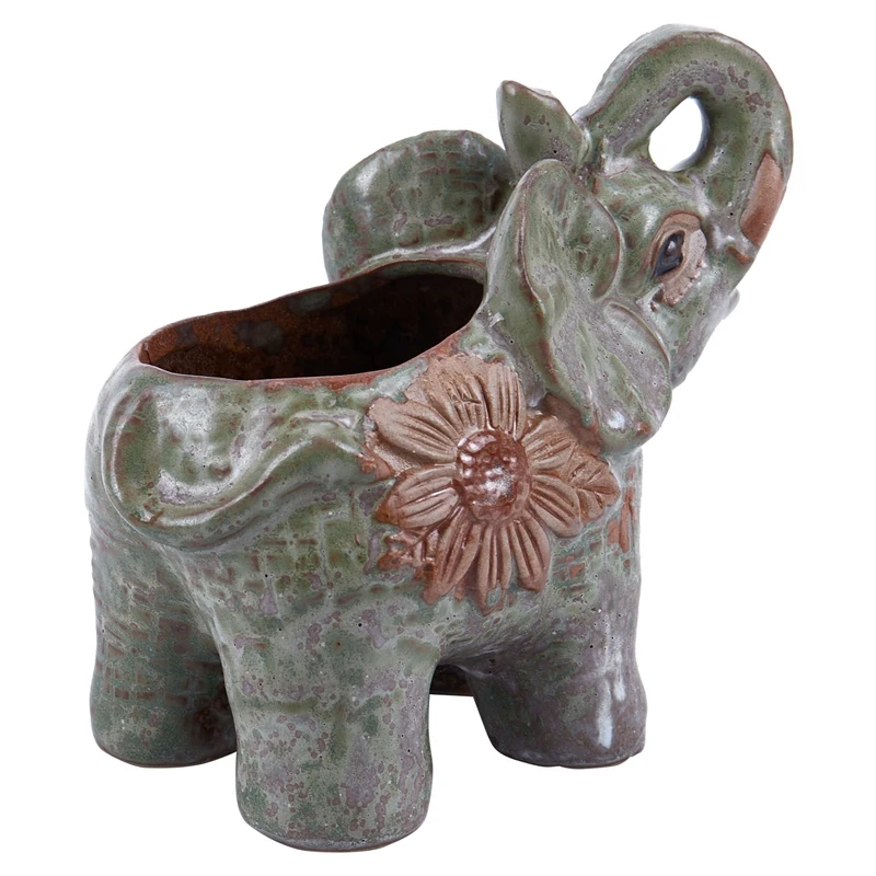 Ceramic Mini Elephant Cacti Succulent Plant Pot Flower Planter Garden Home Decor