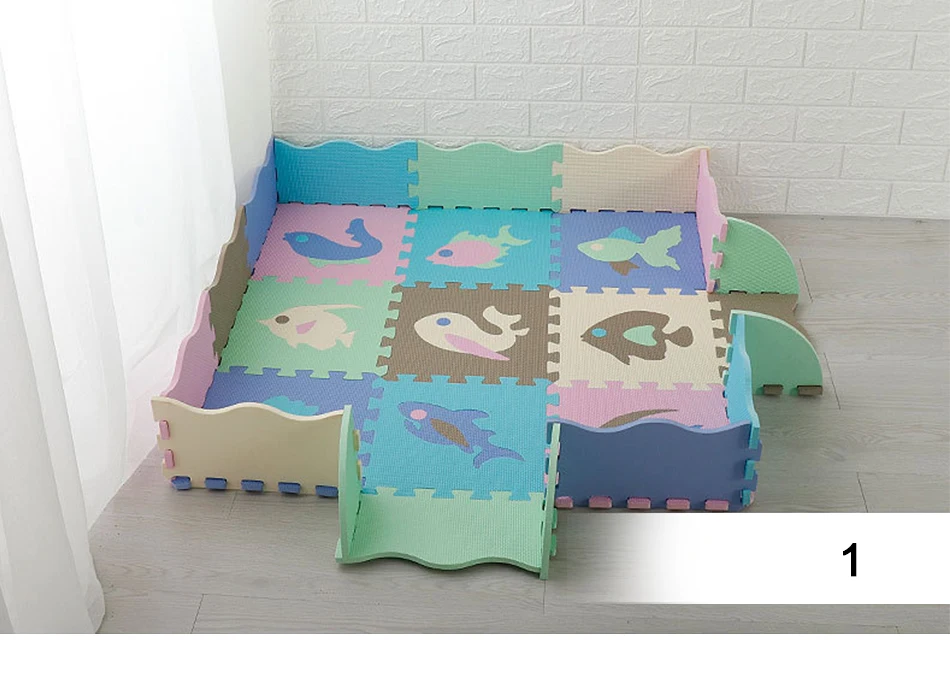 Ha1cbf9a80e984c78903996698571472fC 25Pcs Kids Toys EVA Children's mat Foam Carpets Soft Floor Mat Puzzle Baby Play Mat Floor Developing Crawling Rugs With Fence