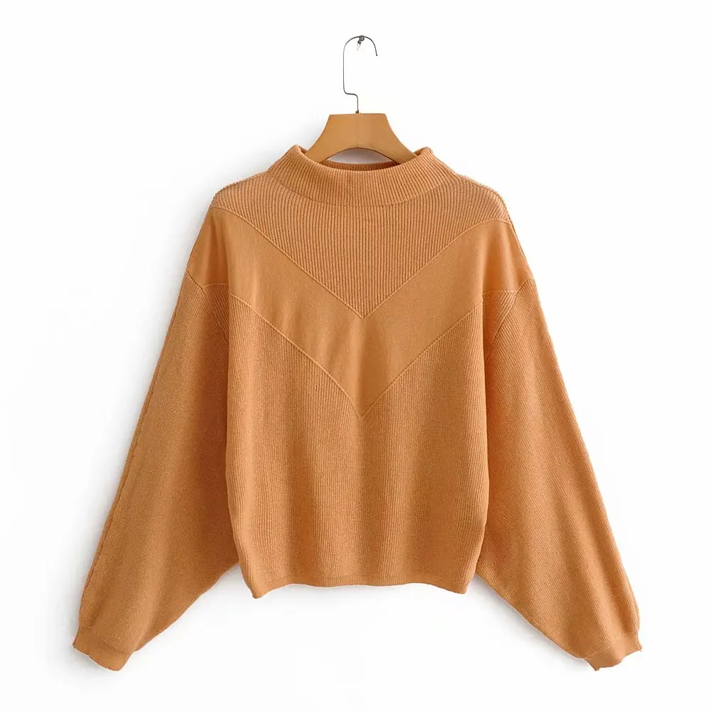 

2019 new women high street solid color turtleneck sweater ladies basic patchwork knitted casual autumn pullovers chic tops S117