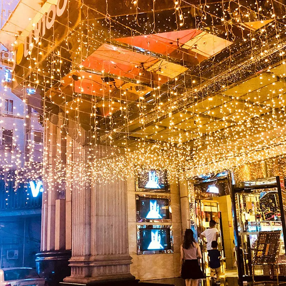 

Garland Christmas LED Curtain Icicle String Fairy Light 4M/5M 216Leds Droop 0.4-0.8M Outdoor holiday party luces led decor