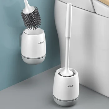 

Silicone Toilet Brush with Soft Bristles Removable Brush Holder Long Handle 360 Degree Cleaning Bathroom Brushes Wc Accessories