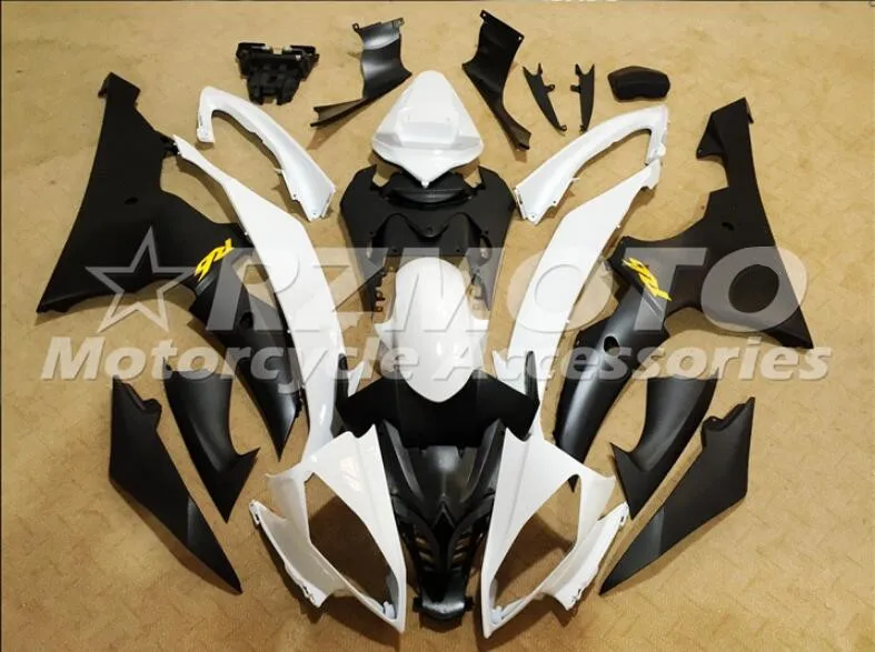 white black Набор впрыскивателей Мотоцикл Обтекатели Fit для YAMAHA YZF-R6-600 2008- 08-16 обтекателя Кузов Набор белого крутые футболки - Цвет: white black