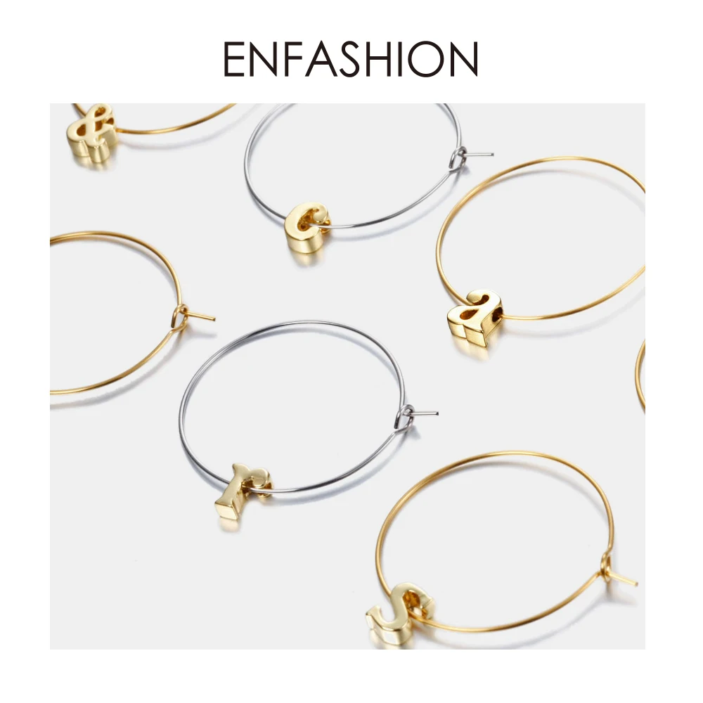 Enfashion серьги кольца с буквами золотистого цвета Alfabet круглые для женщин сделай