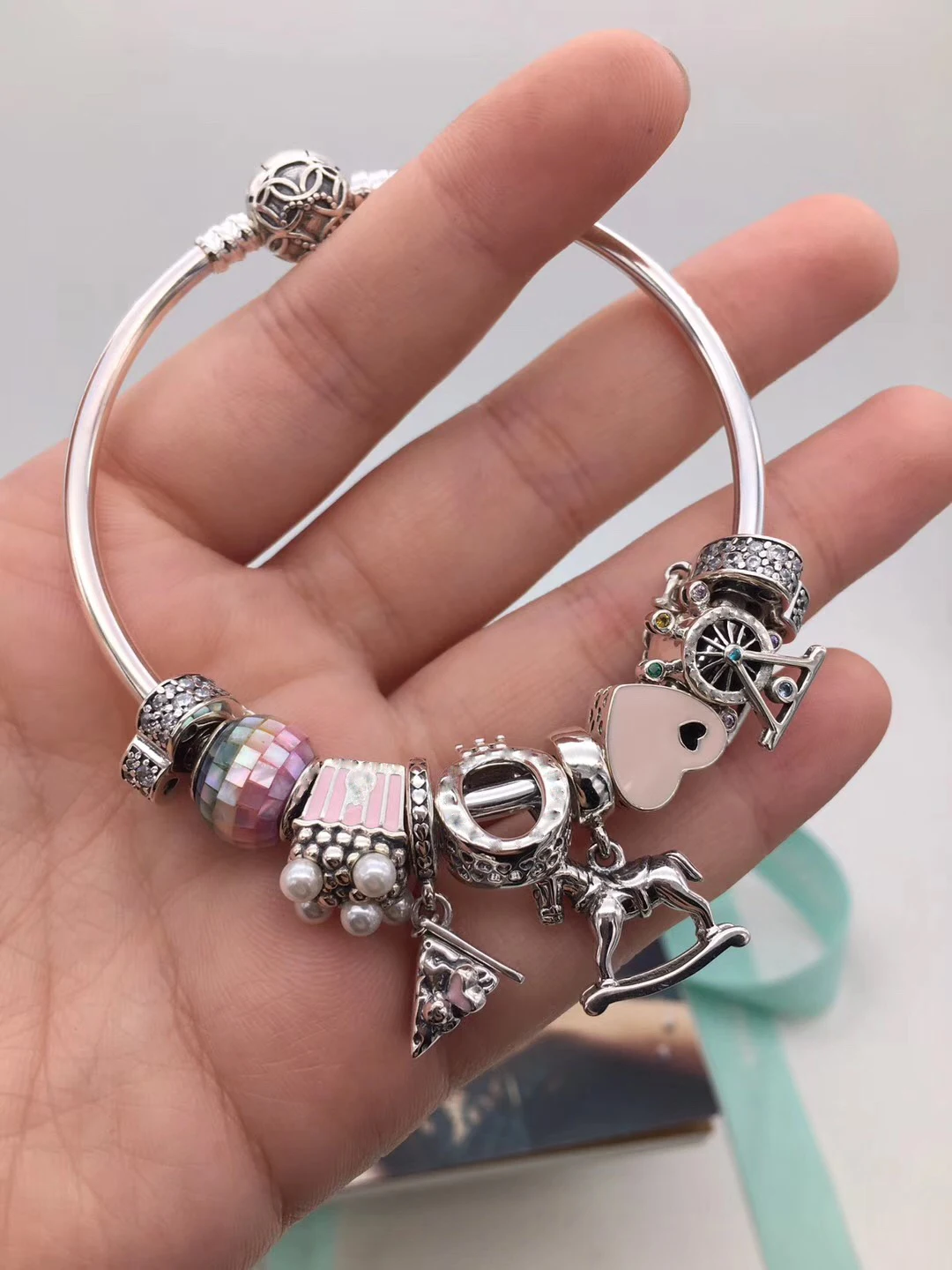 

High Quality 1:1 100%925 Sterling Silver Amusement Park Carousel Bracelet Free Shipping