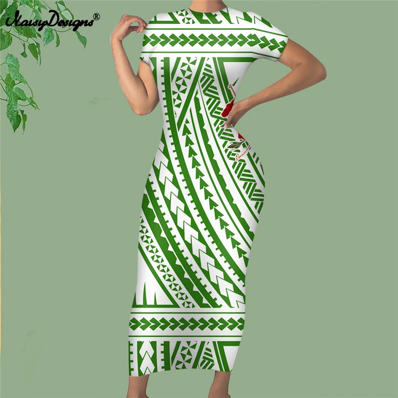 Noisydesigns Floral Tribal Print Samoan Dress Polynesian Design Plain Women  Long Sundress Summer Short Sleeve Bodycon Party Sexy - Dresses - AliExpress
