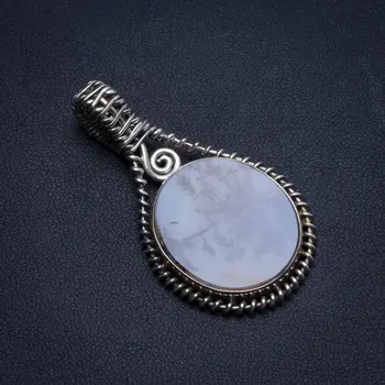 

Natural Scenic dendritic agate Handmade Boho 925 Sterling Silver Pendant 2" U0084