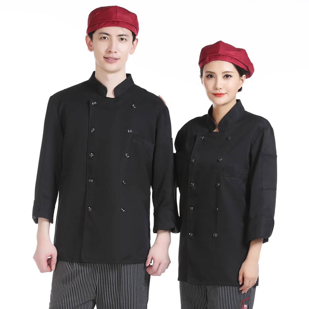 White&black restaurant Chef coats long sleeve cake shop Waitress catering Work clothes Food service kitchen jacket Chef uniform