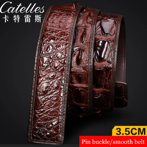 6132F2Coffee3-3.5cm Ремни для мужчин на каждый день высокого качества в винтажном стиле мужской ремень черная кожа крокодила ремни мужские без пряжки ремень известного бренда, без букле homme 6132 - Цвет: 6132F2Coffee3-3.5cm