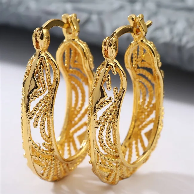Классические желтое золото цвет серьги-кольца из металла для женщин Преувеличенные Роскошные полые большая серьга-кольцо массивные ювелирные изделия L4E569 - Окраска металла: Hoop Earring E570