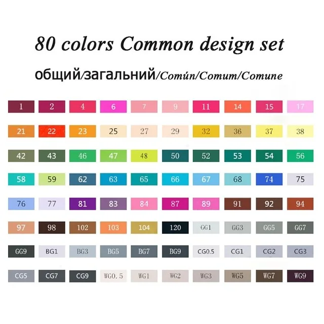 80 Common Use Set TouchFIVE маркер для рисования набор ручек 20 Вт, 30 Вт, 40/60/80/168 Цвета маркер для рисования на спиртовой основе манга двойная головка для рисования для художественная кисть ручки - Цвет: 80 Common Use Set