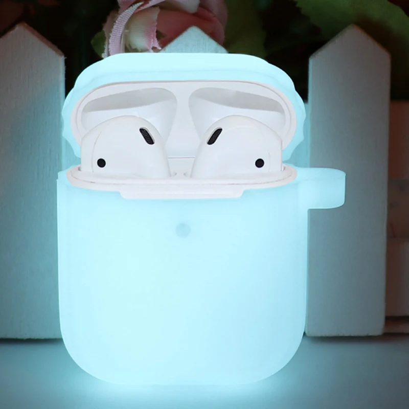 Силиконовый защитный чехол для Apple Airpods сверкающий в темноте светящийся противоударный защитный чехол для Airpods