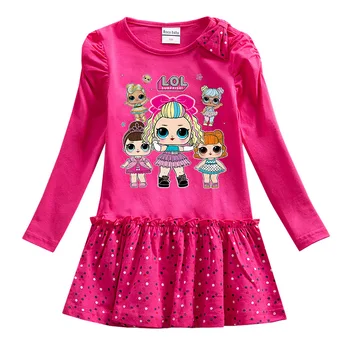 

LOL Surprise Cotton Children Dresses Long Sleeve Lovely Dress Autumn Winter For Baby Girl 1-8Y Skirt Clothes Cosplay Costume
