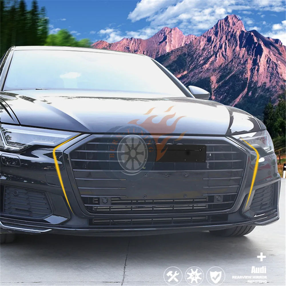 Глянцевый черный для S6 стиль гриль для A6 A6L C8+ ABS спорт гриль бампер гоночный гриль с ACC Cut с Европейский держатель пластины