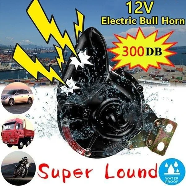 Loud 110DB 12V Black Electric Snail Horn Air Horn Raging Sound Universal F
