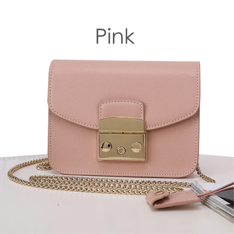 Pink-17cm Брендовая дизайнерская женская сумка на плечо из натуральной кожи, женская сумка-мессенджер, сумка через плечо с золотой цепочкой - Цвет: Pink-17cm