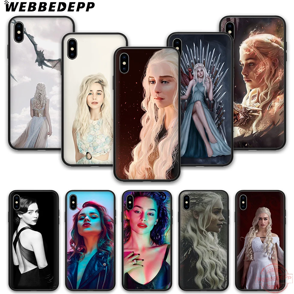

WEBBEDEPP Daenerys Targaryen Soft Silicone TPU Phone Case for iPhone Xs Max X Xr 8 7 6 6S Plus 5 5S SE Cover