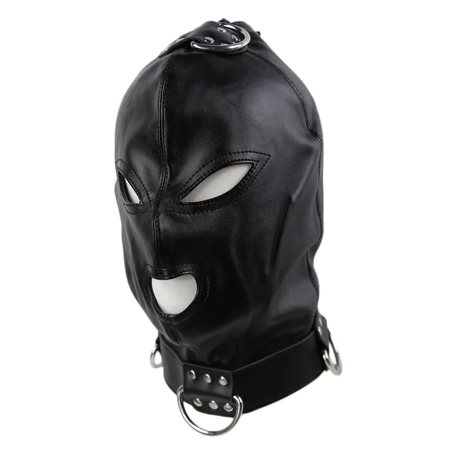 Haube Maske mit Metall Kette Sklave Leder für Fetisch Bdsm Bondage 2