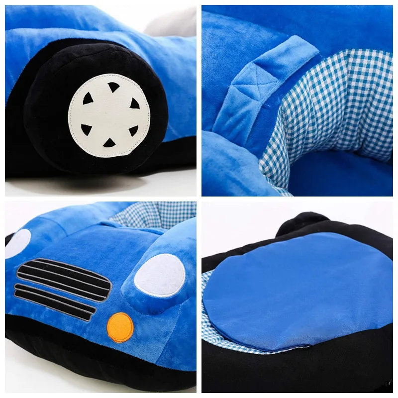 Infant Baby Sitting Chair Support Plush Support Seat Learning Sit Chair Toddler Cartoon Car-shaped Sofa