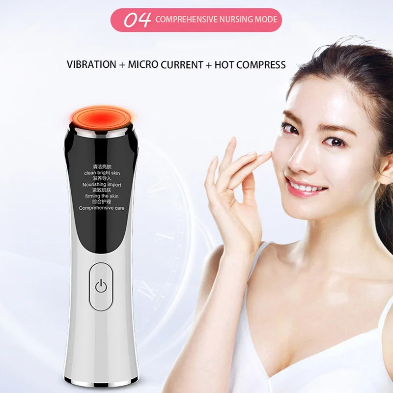 Sonic Vibration EMS Ion Face Beauty Device Heating Lift Facial Massage Firming Skin Care Comprehens
