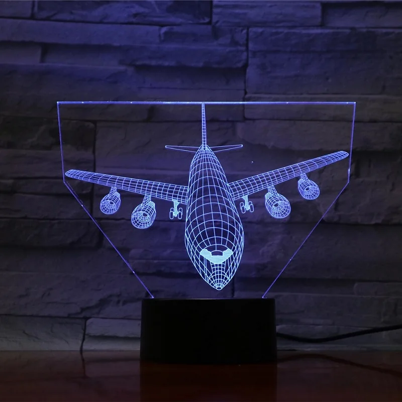 7 Colors Changeable Boeing airliner aircarft транспорт самолет 3D лампа 7 цветов Светодиодные ночные лампы для детей сенсорный Led Usb настольная лампа детский ночник - Испускаемый цвет: 7 Colors Changeable