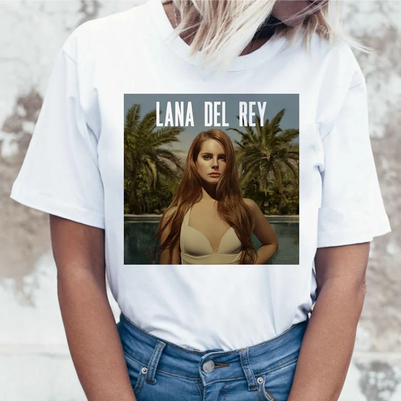 Футболка lana del rey, Корейская женская забавная мультяшная одежда, футболка, Harajuku, женская одежда, Ullzang, топ, футболка с принтом