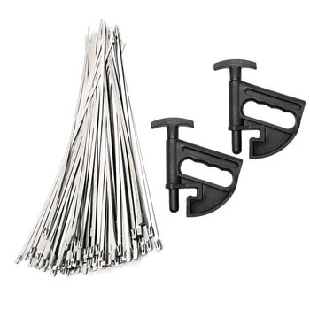 

52 Pcs Accessories: 50 Pcs Cable Zip Ties Self-Locking Cable Tie & 2 Pcs Car Tire Bead Clamp Tire Changer Bead Clamp