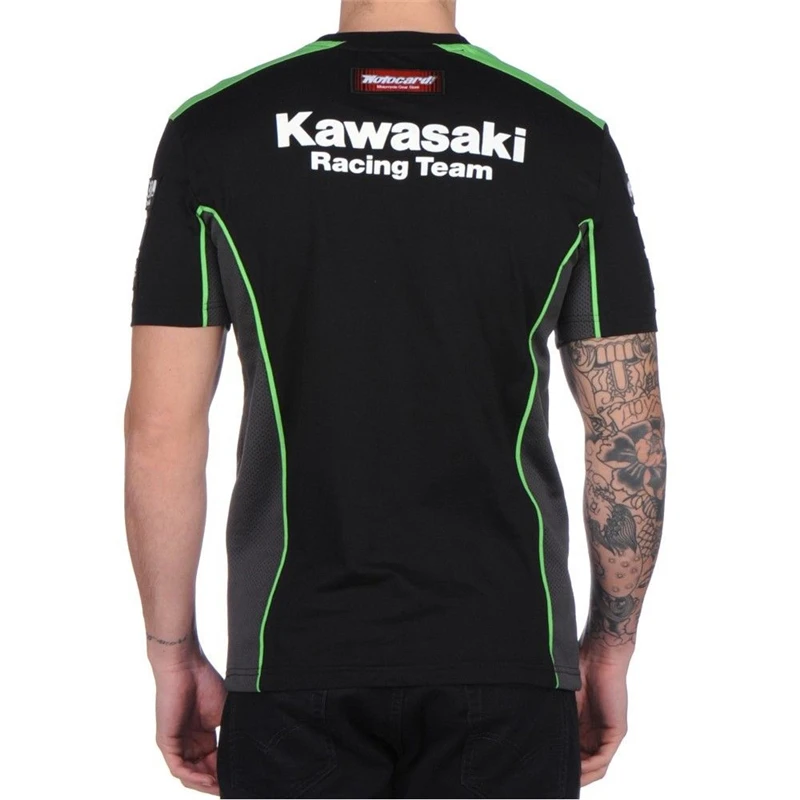 MOTO GP для Kawasaki Motocard командная гонка футболка черный/зеленый мотоцикл хлопковая Футболка Размер s-xxl
