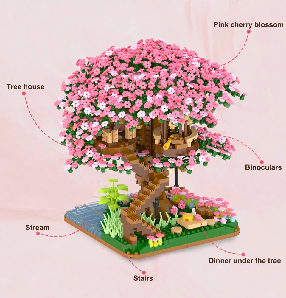 Mini Sakura Tree House Blocks Japanese Street View Cherry Blossom Model Building 8 Ha1cd034f1fb944d4864c759baffe2f907