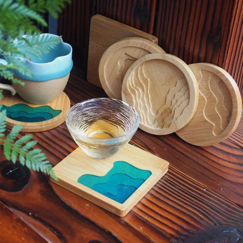 

UV Resin AB Glue Wood Tray Wooden Cup Pad DIY Epoxy Coaster Crafts Making Accessories