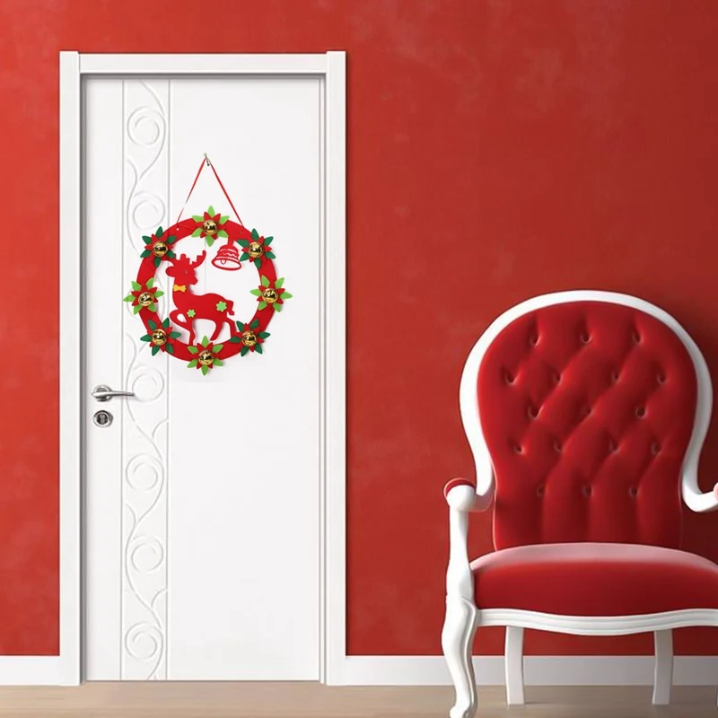 Christmas Decorations 30CM Non-woven Christmas Wreath Door Hanging Hotel Christmas Tree Wreath Hanging Ornaments