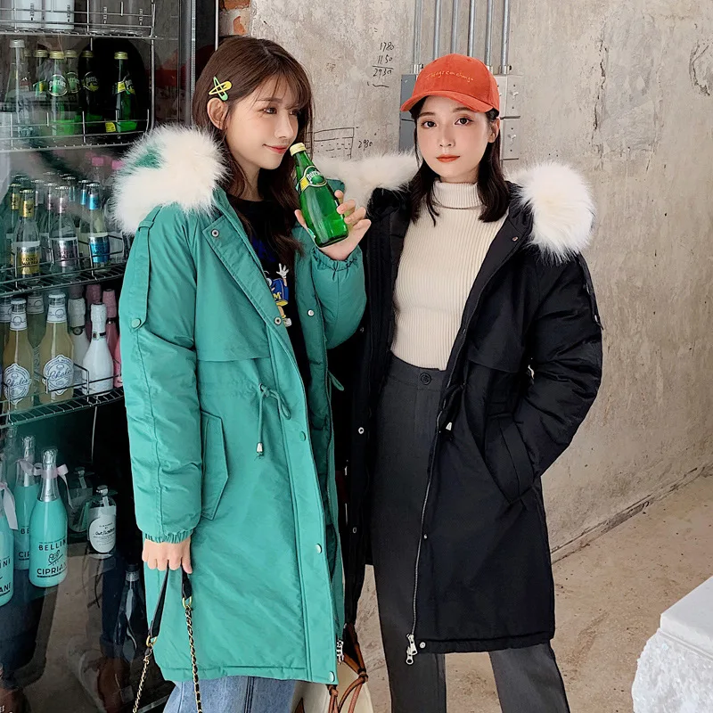 

Fall And Winter Clothes New Style Cotton-padded Clothes Women's Korean-style Slim Fit Large Fur Collar plus Velvet down Cotton C