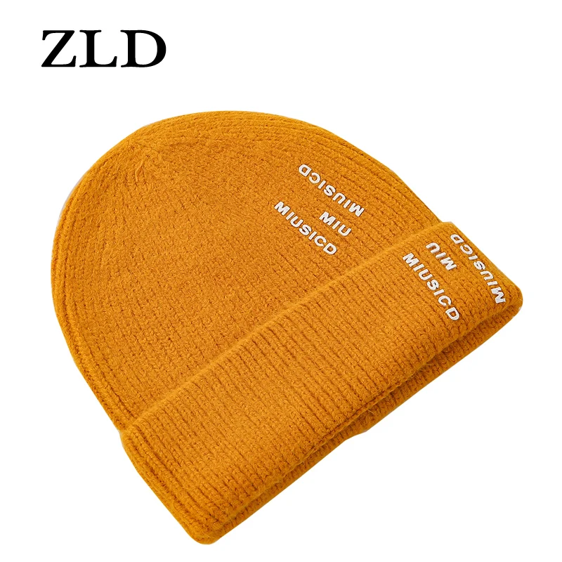 ZLD FLD осенне-зимние вязаные шапки для мужчин и женщин, теплая шапка для пары, шерстяная шапка, уличная плюшевая шерстяная шапка для влюбленных, шапочка для бассейна
