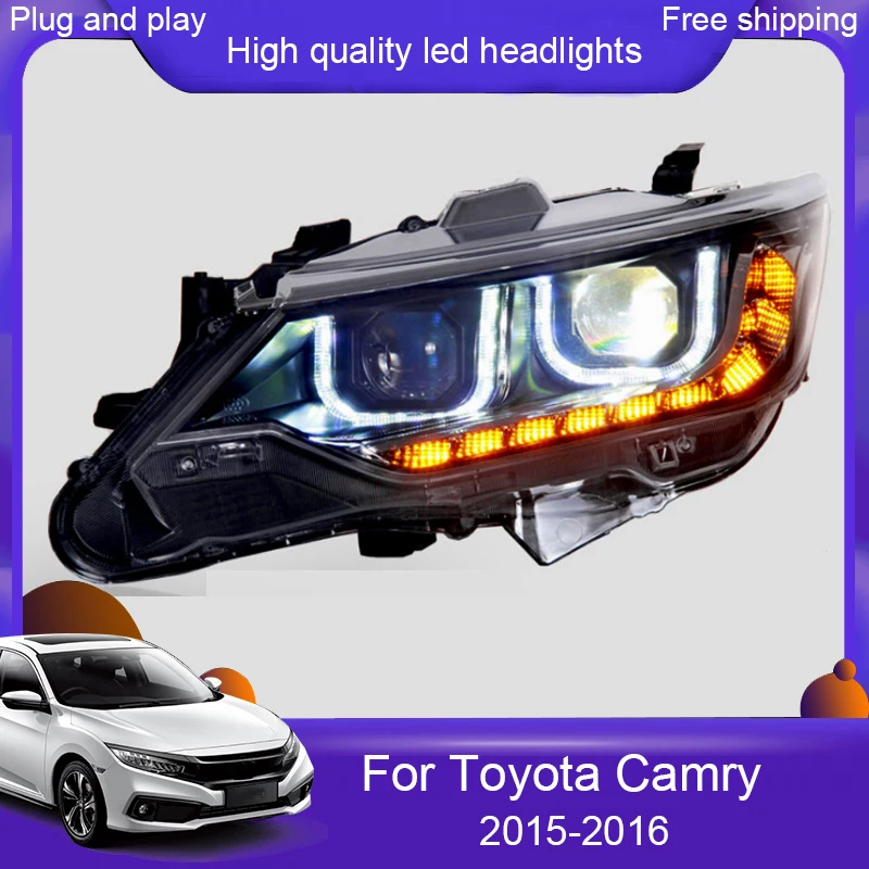 Автостайлинг светодиодный ные фары для Toyota Camry фары 12-17 светодиодная фара дальнего света Camry светодиодные фары DRL линзы двойной луч H7 HID Ксеноновые Биксеноновые линзы