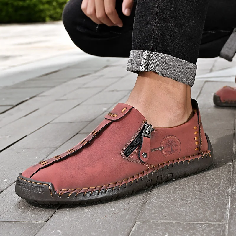 Comfortable Leather Men Shoes Casual Slip On Men Loafers Qlity Split Leather Shoes Men Flats Hot Sale Moccasins Shoes Plus Size