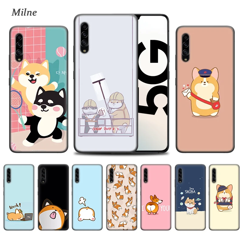 

Cute Flying corgl Dog Case for Samsung Galaxy A50 A90 A80 A70 A60 A40 A30 s A20e A20 A10 A7 A9 2018 Black Soft Phone Cover Bags