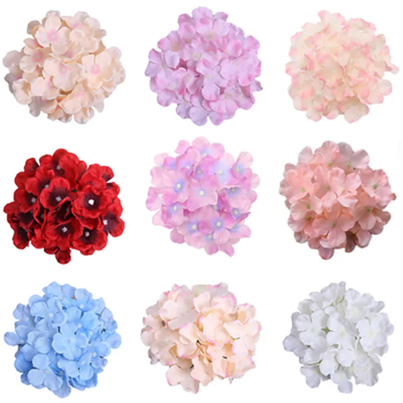 

50pcs 27heads artificial Silk Hydrangea flower head Ball Wedding Path Home Hotel DIY flower wall accessories