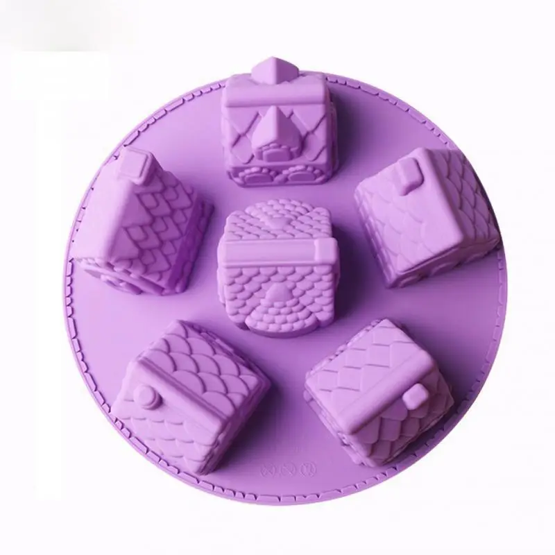Формы для выпечки с 6 отверстиями 3D домики пряничное печенье торт силиконовая