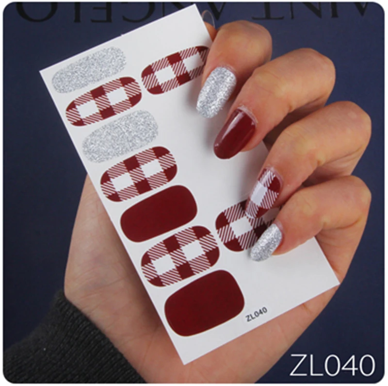 

14 Tips Nail Polish Stickers Splicing Lines Design Self-Adhesive Wraps for Nails Korean Style Waterproof Long Lasting Stickers