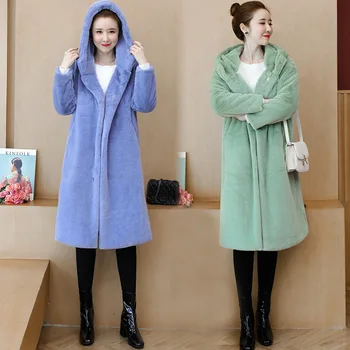 

Imitation Mink Fur Coat Winter Large Size Women's Mid-length Thickened Hooded Windbreaker Outdoor Trekking Cotton-padded Jacket