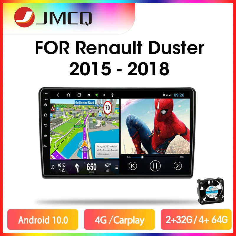 JMCQ Android 10.0 4G 8cores Car Radio For Renault Duster 2015-2018 Multimedia Video Player 2 din RDS DSP GPS Navigaion Head unit