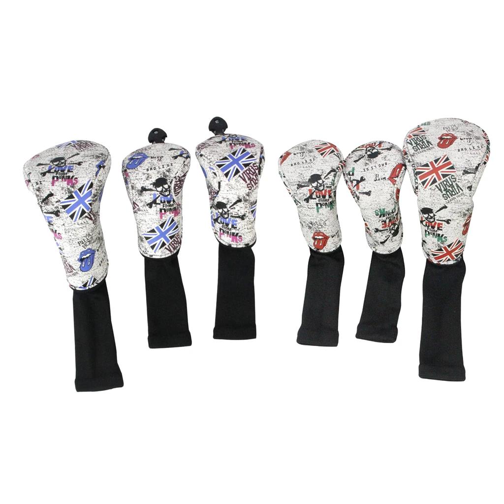 3 Sets Skull Golf Club Headcover 460cc Driver Wood Head Cover No. 1 3 5 Golf Head Cover 1 3 5 Sports Golfer Gift