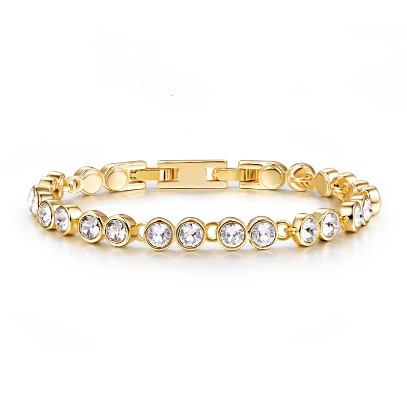 Новые модные женские браслеты с кристаллами Swarovski золотого цвета Роскошные для