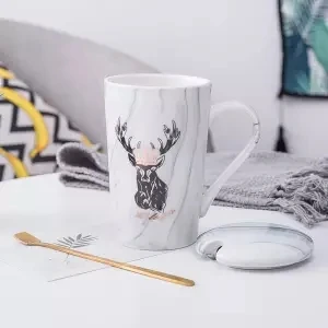 Mug Lovers Cup Ceramic Home Cute Water Cup Coffee Mug Mug with Lid Spoon Teacup Cups and Mugs Coffee Cup Cups and Mugs Mug - Цвет: 400ML