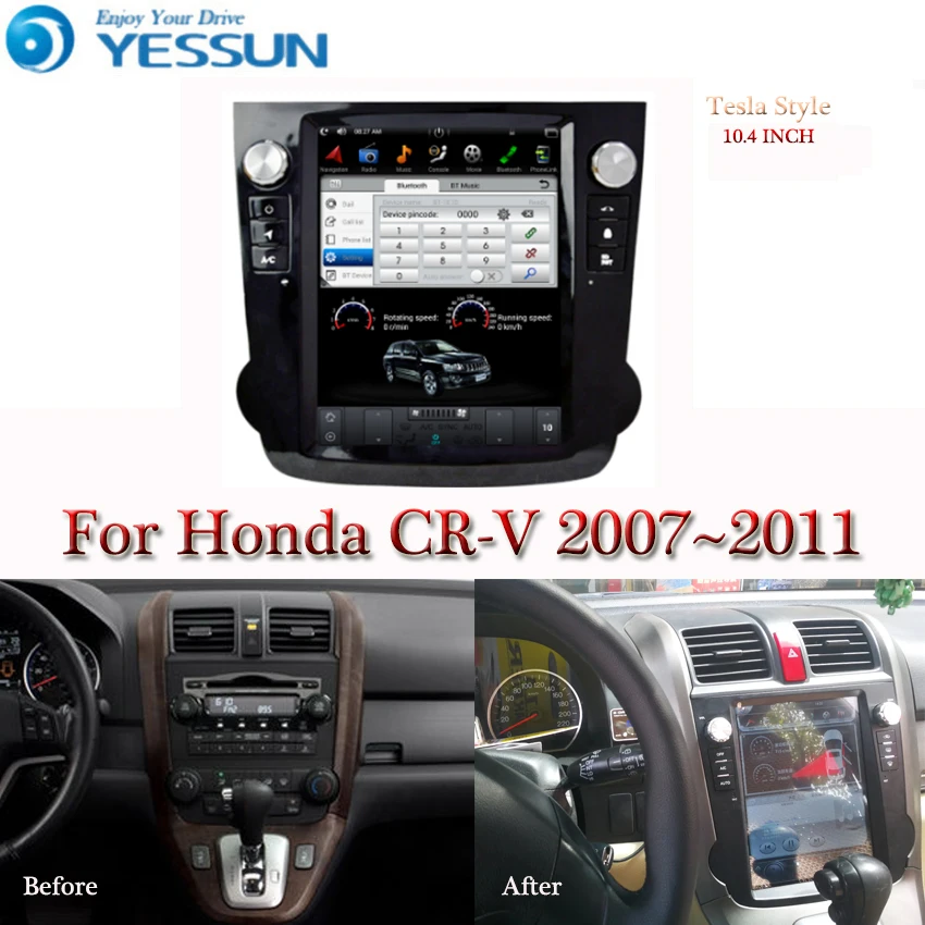 Экран Tesla для Honda CR V CRV 2007 2008 2009 2010 2011 Автомобильный Android мультимедийный плеер 10 4