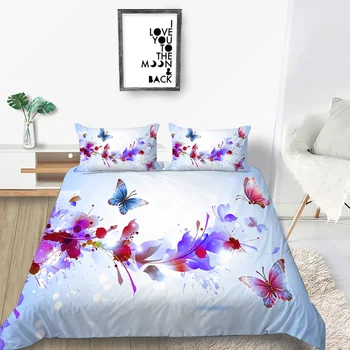 

Creative Bedding Set Butterflies Elegant Fresh 3D Floral Duvet Cover King Queen Twin Full Single Double Unique Design Bed Set